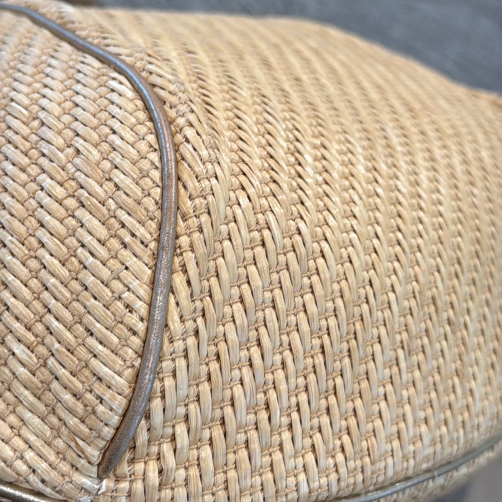 Kate Spade Bag Rattan Straw Tan Gold Hobo - Picture 16 of 17